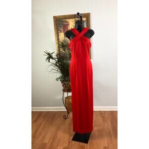 Calvin Klein Scarlet Cross-Neck Mini Dress